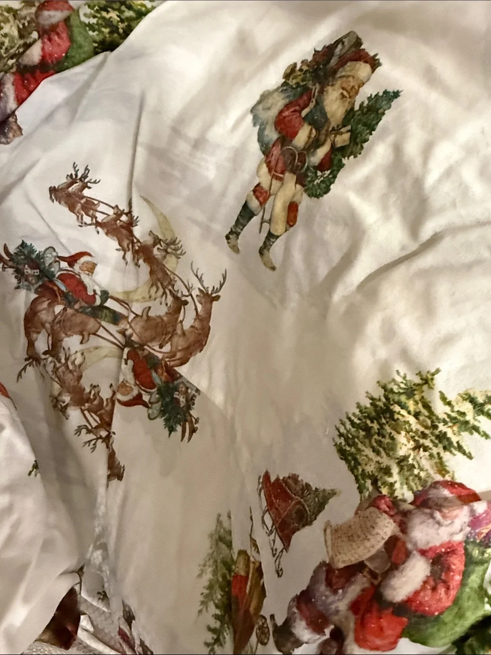Pottery Barn Cotton Queen Sheet Set  Print Holiday Flat fitted 2 Pillowcases